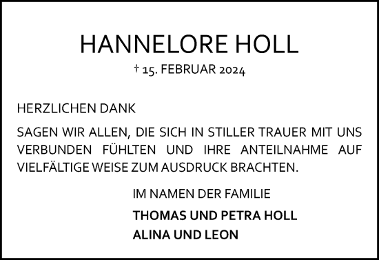 Traueranzeige von Hannelore Holl von Braunschweiger Zeitung
