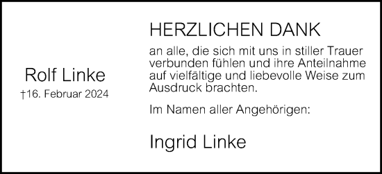 Traueranzeige von Rolf Linke von Braunschweiger Zeitung
