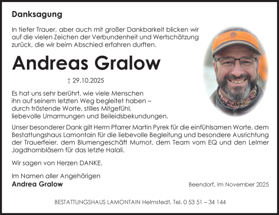 Traueranzeige von Andreas Gralow von Helmstedter Nachrichten