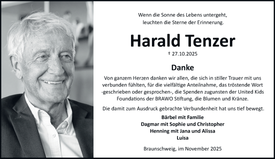 Traueranzeige von Harald Tenzer von Braunschweiger Zeitung