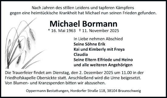 Traueranzeige von Michael Bormann von Helmstedter Nachrichten