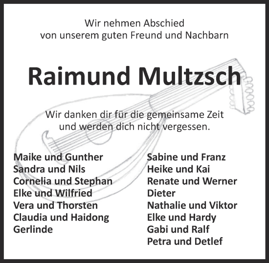 Traueranzeige von Raimund Multzsch von Braunschweiger Zeitung, Wolfsburger Nachrichten