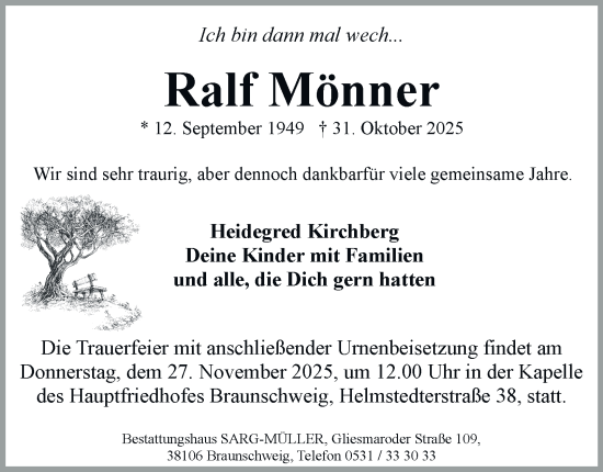Traueranzeige von Ralf Mönner von Braunschweiger Zeitung