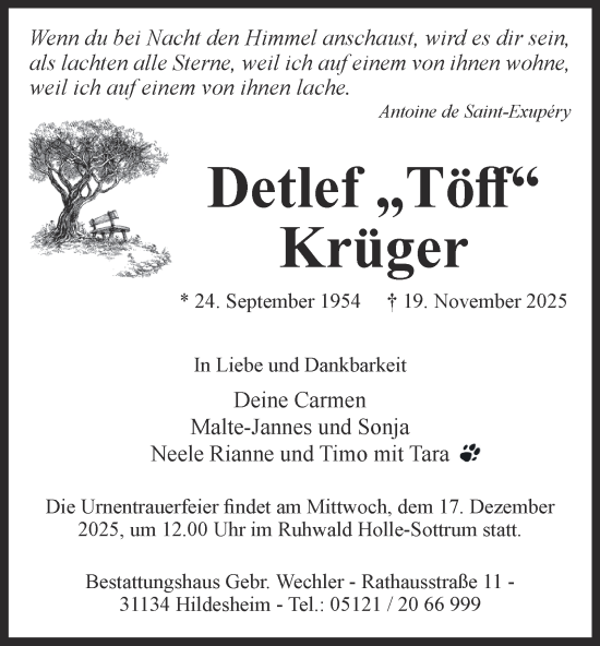 Traueranzeige von Detlef Krüger von Salzgitter-Zeitung