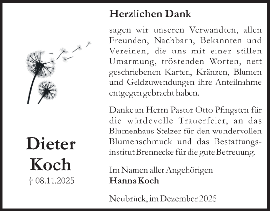 Traueranzeige von Dieter Koch von Braunschweiger Zeitung