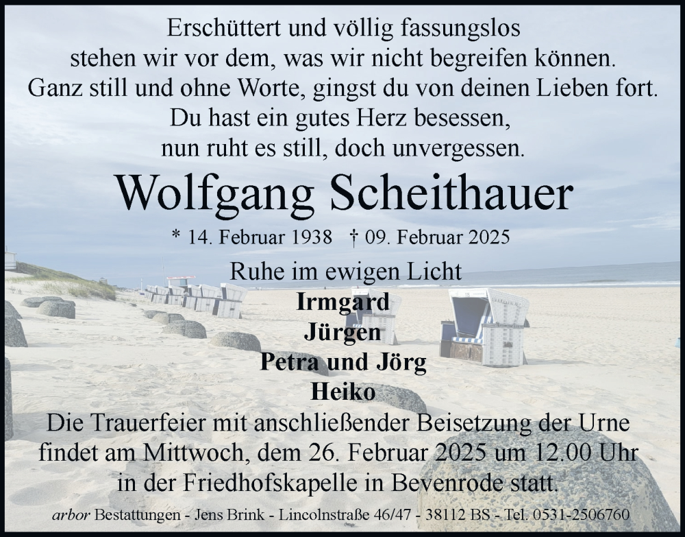  Traueranzeige für Wolfgang Scheithauer vom 15.02.2025 aus 