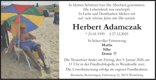Traueranzeige von Herbert Adamczak von Braunschweiger Zeitung