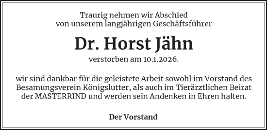 Traueranzeige von Horst Jähn von Helmstedter Nachrichten