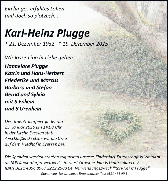 Traueranzeige von Karl-Heinz Plugge von Braunschweiger Zeitung