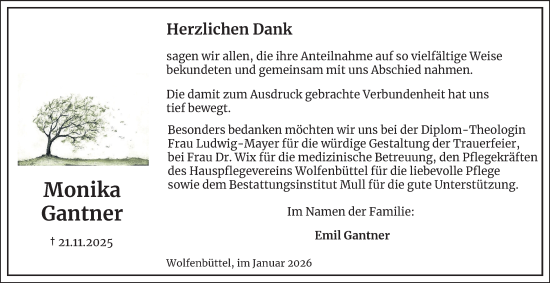 Traueranzeige von Monika Gantner von Braunschweiger Zeitung