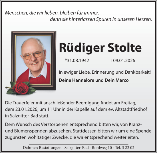 Traueranzeige von Rüdiger Stolte von Salzgitter-Zeitung