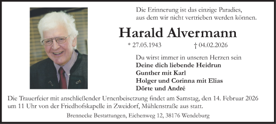 Traueranzeige von Harald Alvermann von Braunschweiger Zeitung, Braunschweiger Zeitung